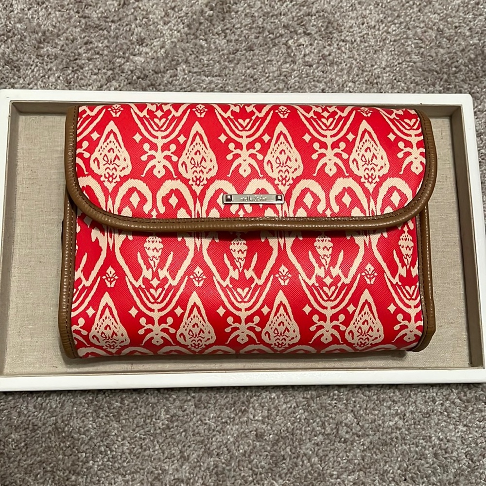 Stella & Dot Hanging Travel Case - red ikat
